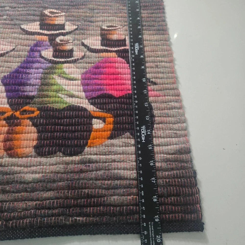 Vintage Peruvian Handwoven Wool Tapestry 20x20 Wall Hanging Las Chismosas Art